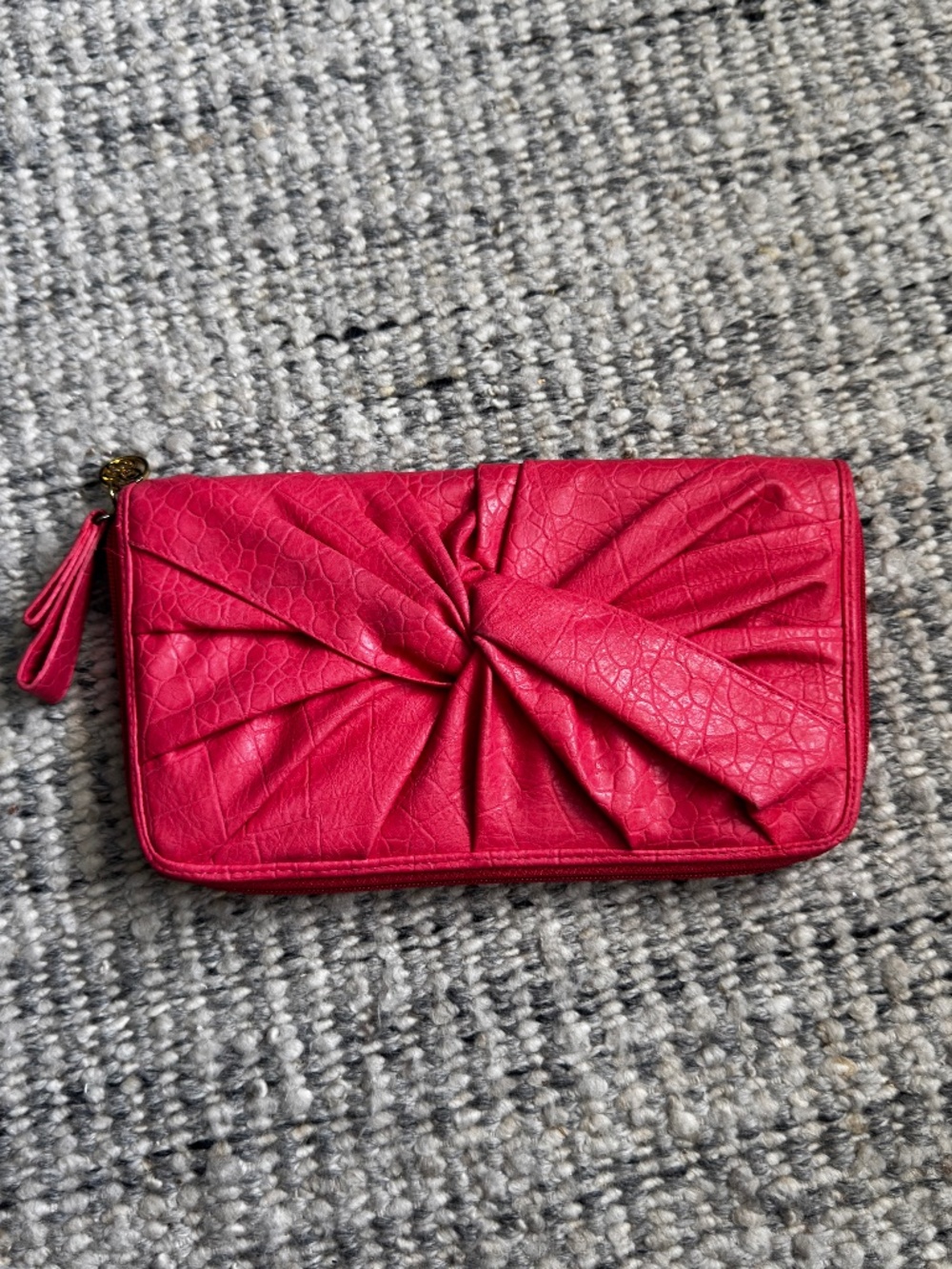 Jessica Simpson Hot Pink/Coral Knotted Fold-Front Clutch